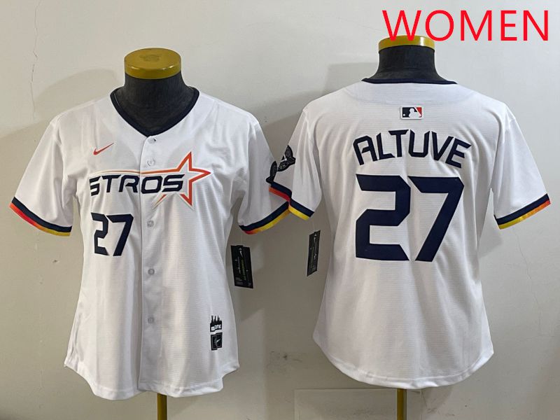 Women Houston Astros #27 Altuve White three generations Joint Name Nike 2025 MLB Jersey style 4